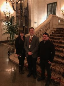 Prof. Balcerski and history majors Cassie Epes and Dana Meyer at the Hilton Palmer House Hotel