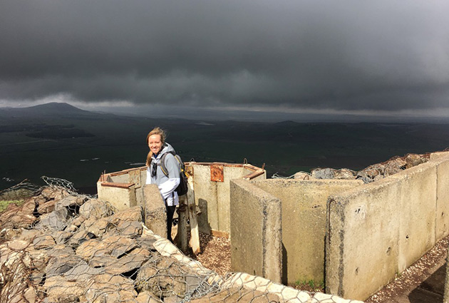 Student abroad in the bunkers at Golan Heights