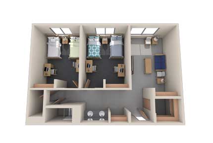3D image of 2-bedroom Mead Hall