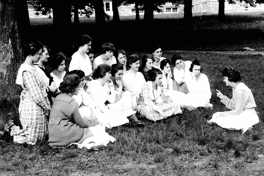 on the grass 