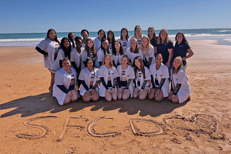 Cheerleading team at national competition in Florida.