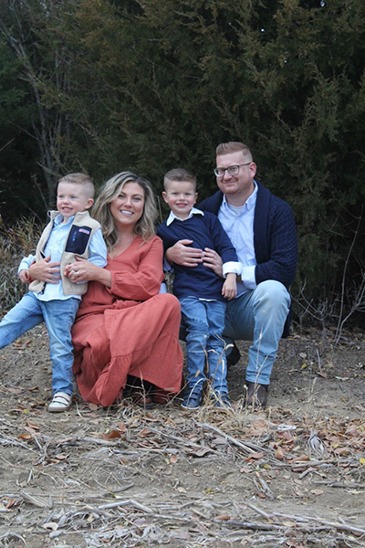 Amanda and Andrew with their two sons, Jase and Elliot.