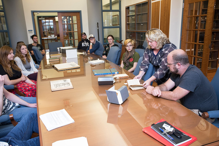 students in archives