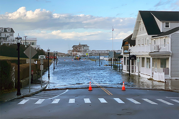 photo of rising water on a city street