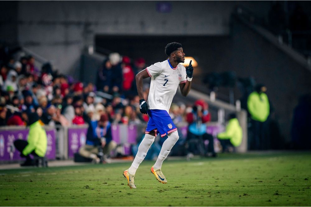 Agyemang in game action for the United States Men's National Team