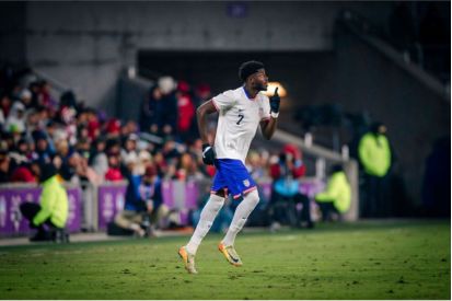 Patrick Agyemang in game action for the United States Men's National Team.