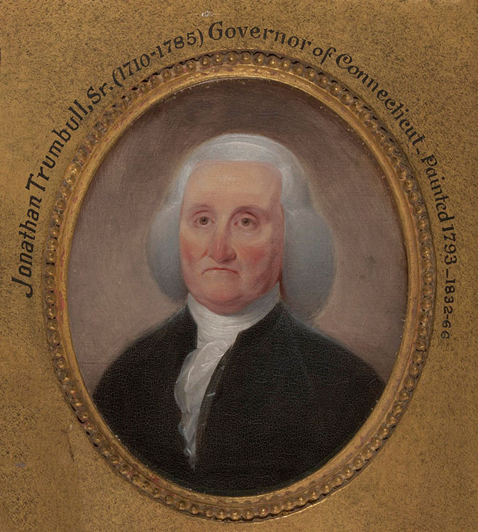 Jonathan Trumbull, Sr. Oil on wood by John Trumbull, ca. 1793. 