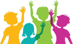 illustration of children raising their hands