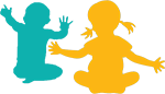 illustration of small children with arms raised