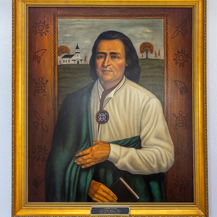 A portrait of Samson Occom, painted by Douglas Henry in 1997.