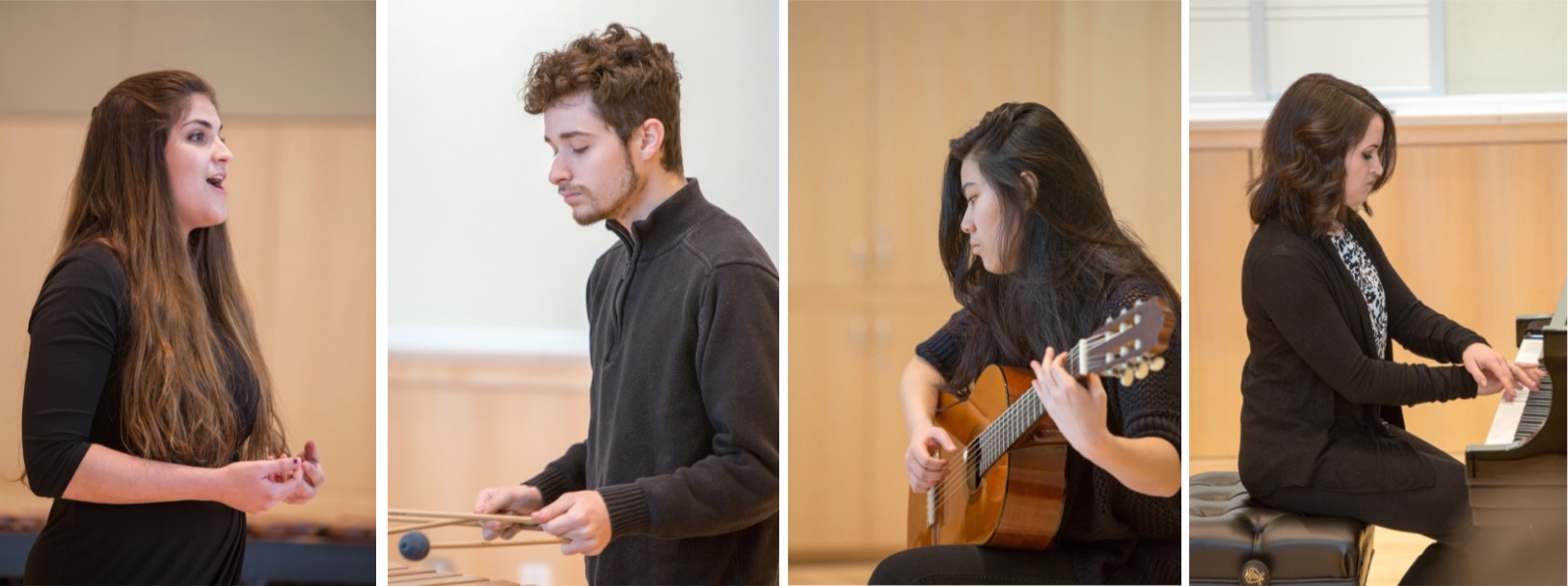 Various images of students auditioning