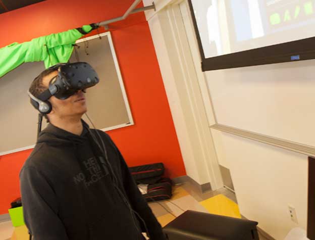 student using vr equipment