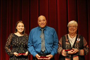 Left to right, Sierra Colon, Carlos Hernandez and Gloria Bent, Cesar Chavez Awardees.