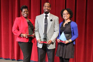 MLK award winners Kemesha Wilmot, Elijah Oliver and Taylor Hemphill ’17