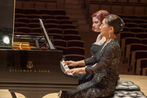 Music Professor Okon Hwang and student Marlee Chorney