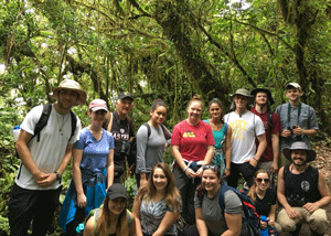 Students pose in the cloud forest reserve