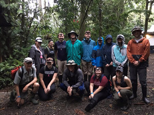 Students pose for the camera in Costa Rica.