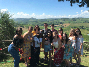 English students posing in Tuscany, Italy.