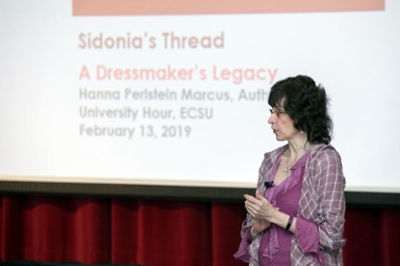 Hanna Marcus, daughter of dres maker Sidonia Perlstein presents