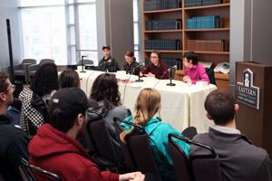 English majors listen as Alumni speak.