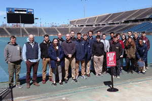 SLM students tour Pratt & Whitney Stadium at Rentschler Field.