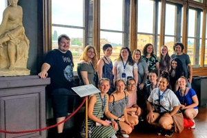 The Eastern group poses for a photo at Florence’s Uffizi art gallery.