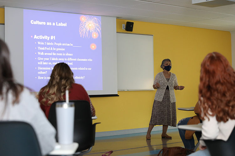 Professor of Social Work Catina Caban-Owen participating in the Scholar Strike. 