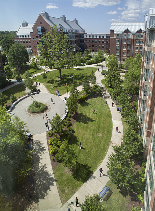 An aerial picture of one of Eastern's Residential Squares. 