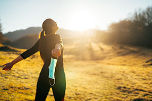 Woman happy in the sun. 