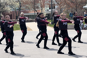 Eastern's Cheer Team performs at Family Day