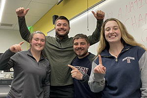 SHAPE Bowl team left to right: Sarah Gallagher '23, Cole Paquin '23, Joe Banas '22 and Madeleine McGee '22.