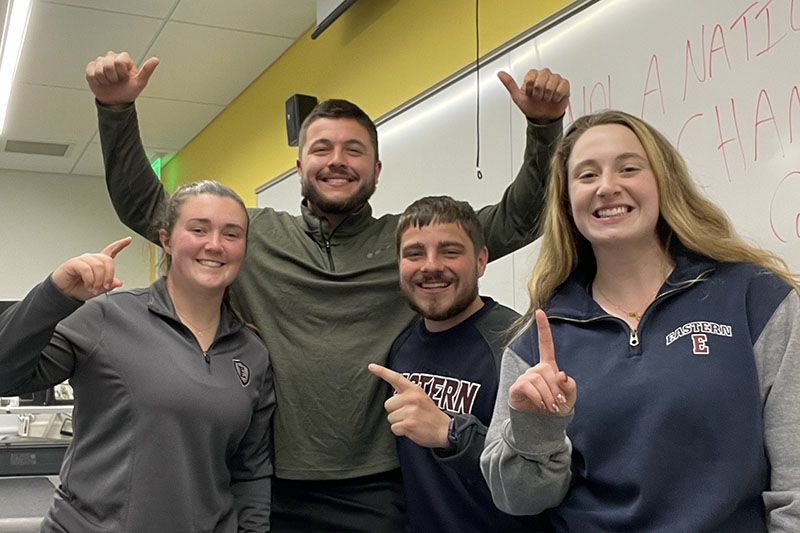SHAPE Bowl team left to right: Sarah Gallagher '23, Cole Paquin '23, Joe Banas '22 and Madeleine McGee '22.