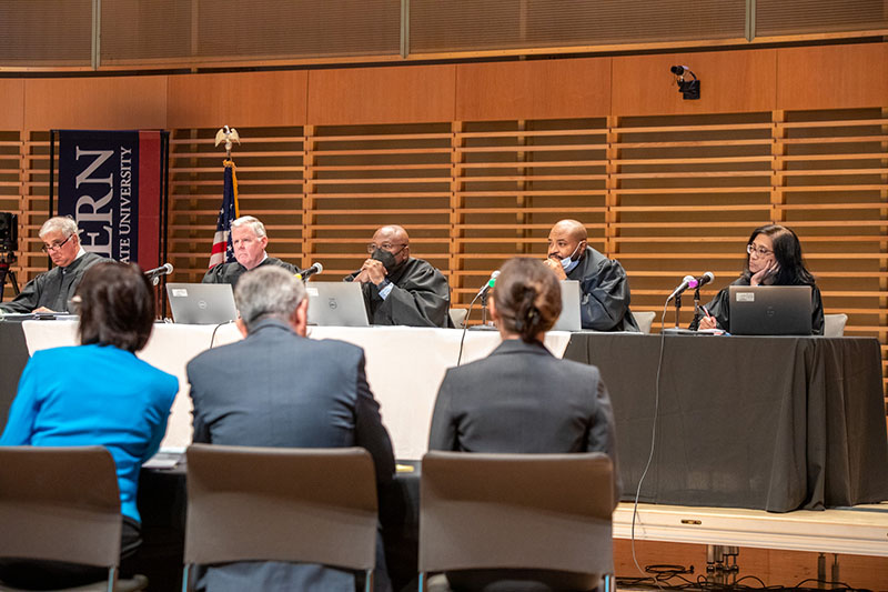 Connecticut Supreme Court Justices begin hearing cases at Eastern Connecticut State University..