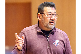 CSCU President Terrence Cheng speaks at Eastern Connecticut State University. 