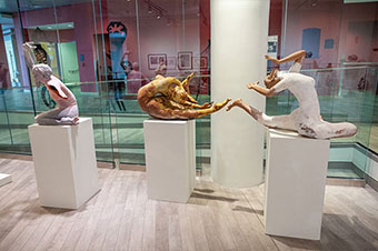 Sculptures in the Fine Art's Instructional Center Gallery