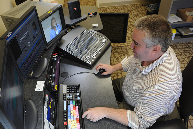  Production specialist Ken Measimer works on a video in the CECE’s editing studio.