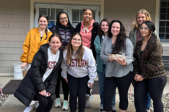 students at senior center