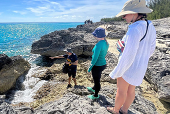 students at beach