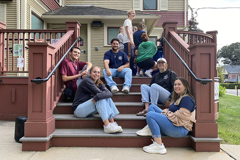 CCE students on steps