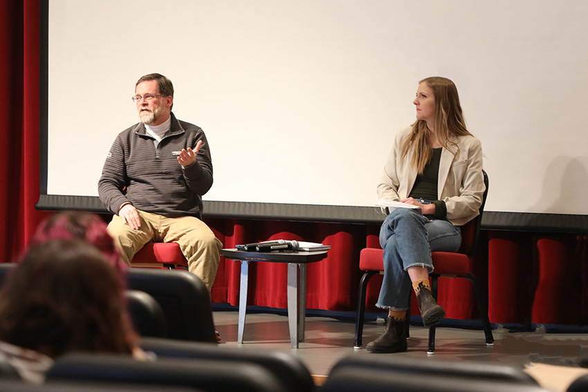 Morgan (left) and Cherrier speak on waste reduction