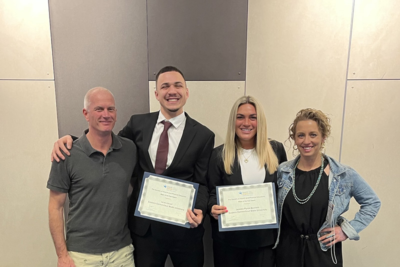 From left to right: Professor Darren Robert, Isiah Lovell ’24,Jessica Pyrek-Bennett ’25, and Professor Cassandra Rowett