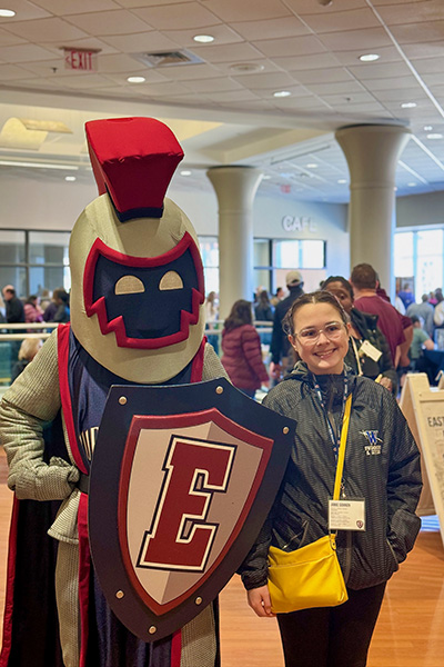 Prospective students meet Willy the Warrior