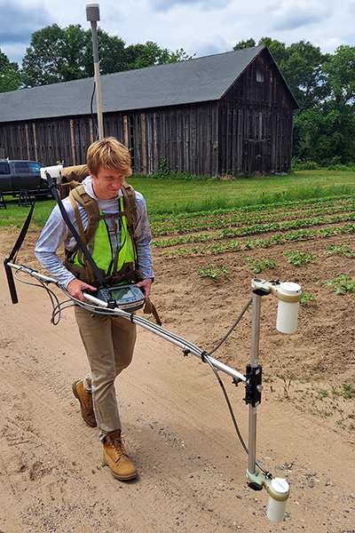 Kowalski conducts research using a magnetometer.