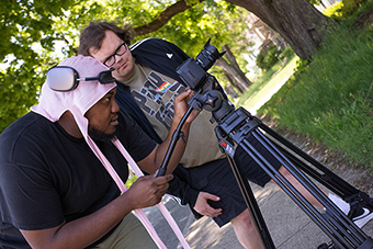 Students work on a project for Professors Brian Day and Kristen Morgan's summer research institute.