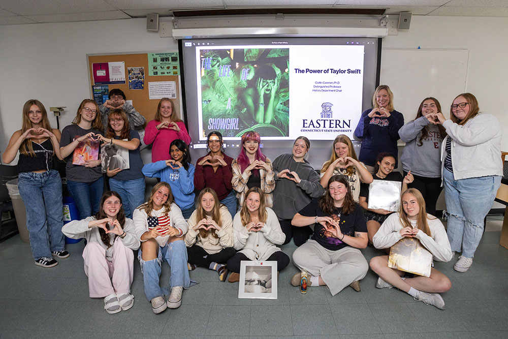 Caitlin Carenen and her class of Swifties