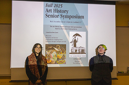 Art history students Carmelena Jones and AJ Beauregard present senior theses