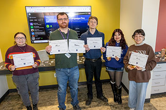 Students who won awards at International Mother Language Day's Trivia