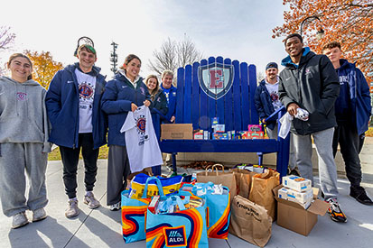 Marathon participants pose for a group photo