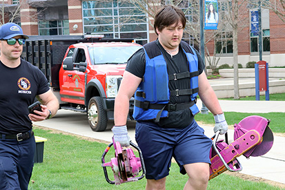 A student participates in the CPAT-based Eastern Fitness Challenge.