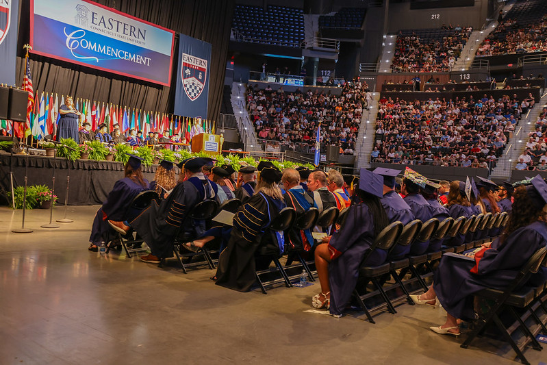Arena floor with graduates 